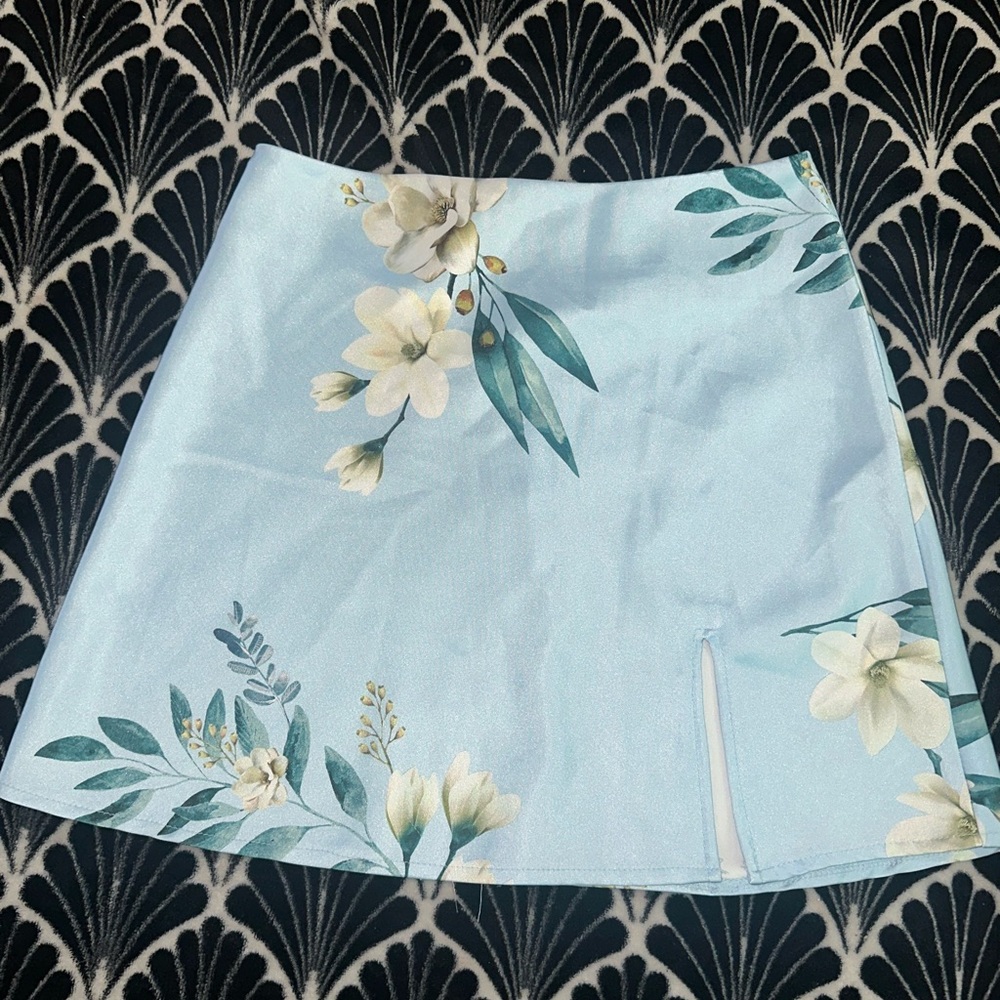Princess Polly Light Blue Floral Skirt